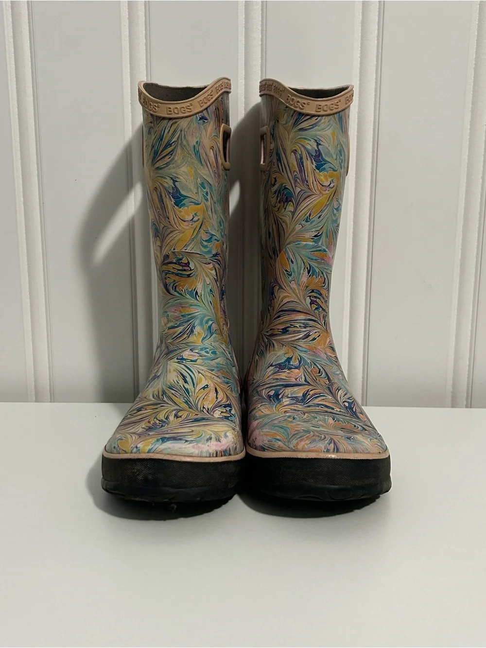 Bogs Marbled Multicolor Rain Boots pink purple